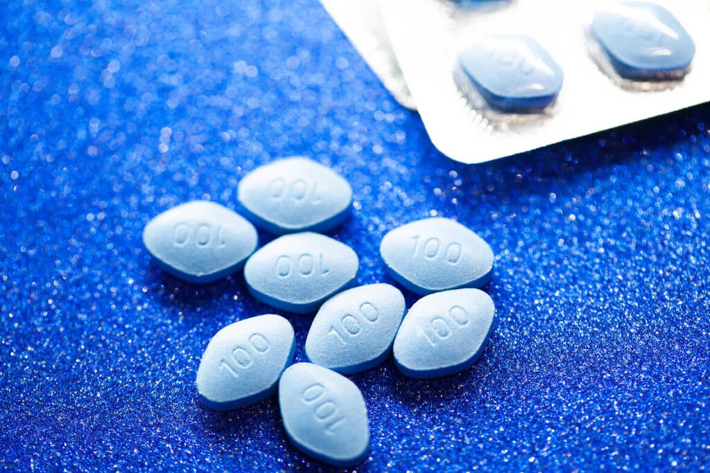 pills of viagra out of the packaging shell